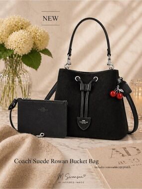 NEW Coach Rowan Suede Bucket Bag w/ Removable Pouch | NWT | Style CCZ89